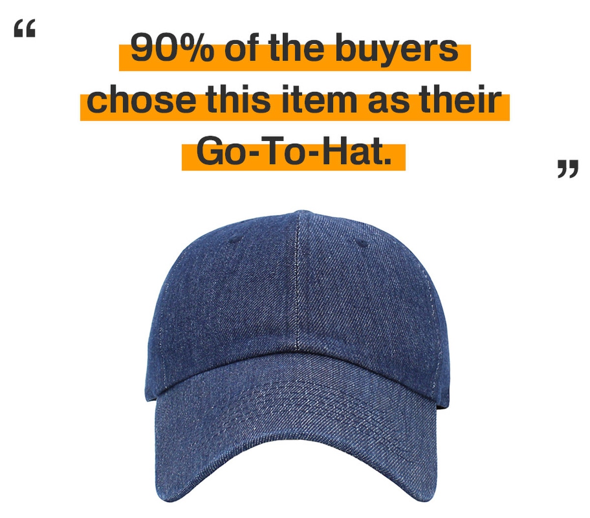 Dark Denim Low Profile Baseball Caps Front View